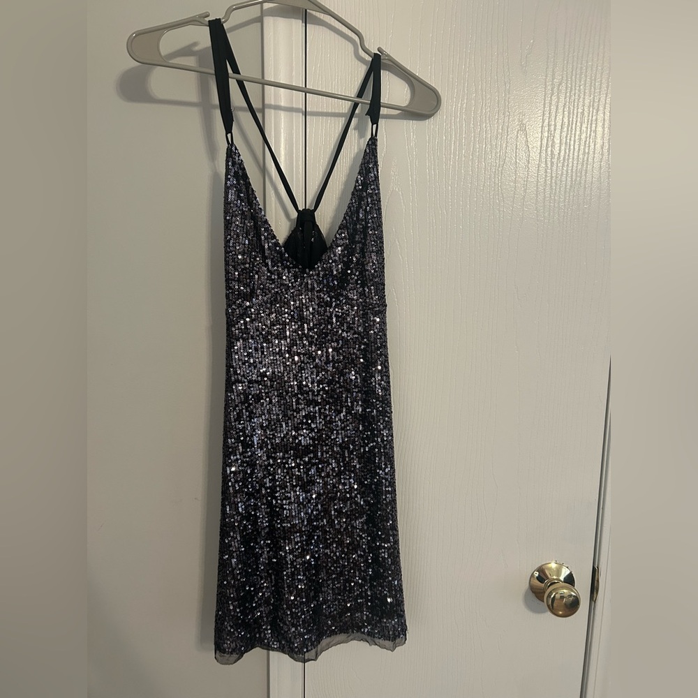 Navy sequin dress